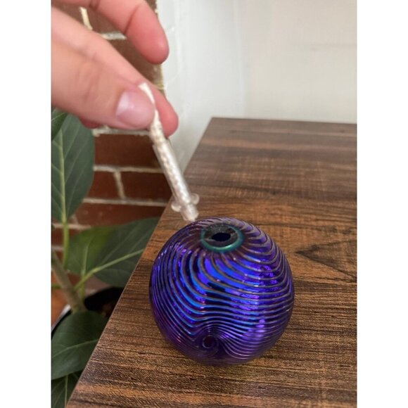 Iridescent Glass Oil Lamp with Wick - Picture 6 of 10